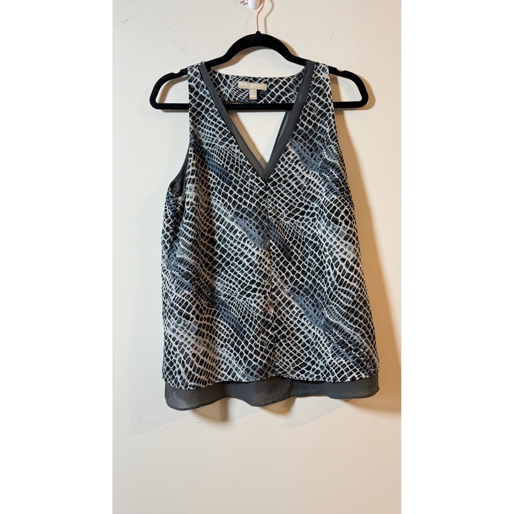 Banana Republic Tank Top Grey Black Snakeskin Print Cutout Back Women Size M